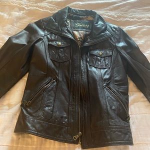 Guess brown genuine leather jacket